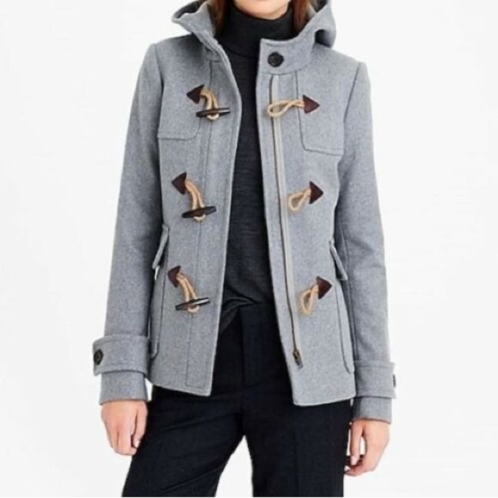 J.CREW Blue Melton Wool Toggle Pea Coat Made in Italy Size 6